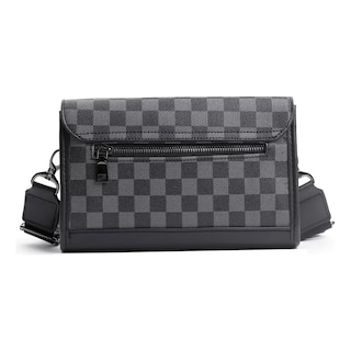Foto 2 | Bolsa Bandolera Lab.g Elegante De Pu A Cuadros Para Hombre Gris Negro Cuadritos