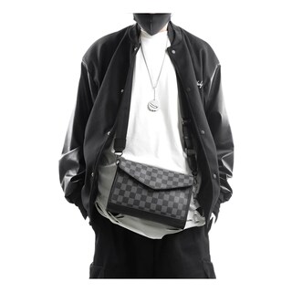Foto 3 | Bolsa Bandolera Lab.g Elegante De Pu A Cuadros Para Hombre Gris Negro Cuadritos