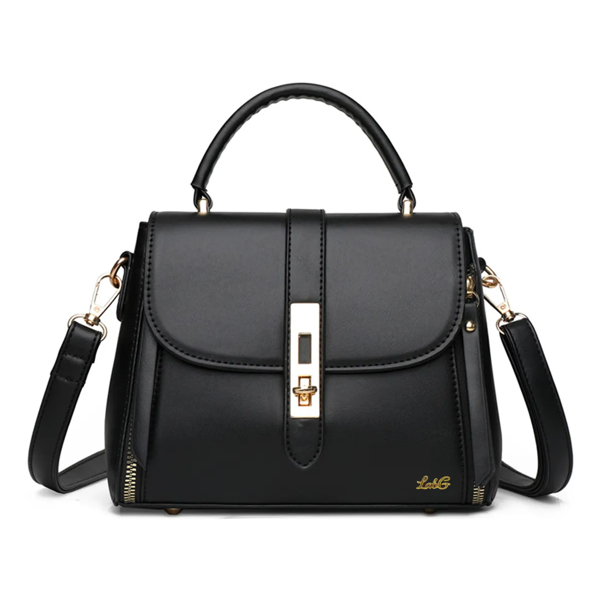 Foto 1 | Bolso Mano Mujer Gran Capacidad Remaches De Cuero Lab.g Negro