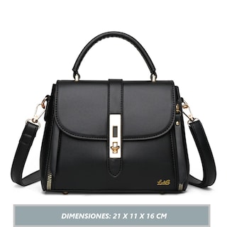 Foto 4 | Bolso Mano Mujer Gran Capacidad Remaches De Cuero Lab.g Negro