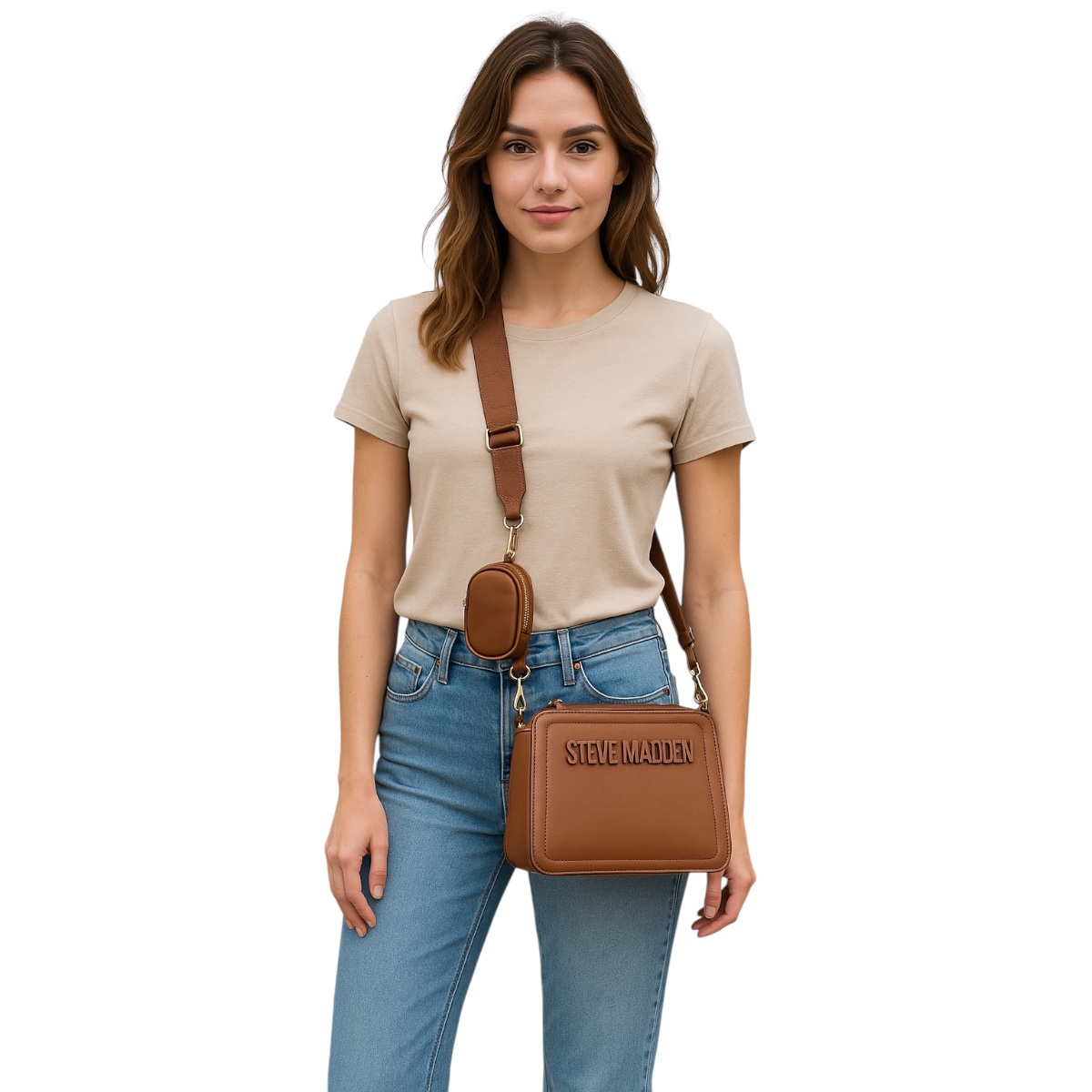 Foto 7 pulgar | Bolsa Para Dama Steve Madden Bevelymm Mini Cognac
