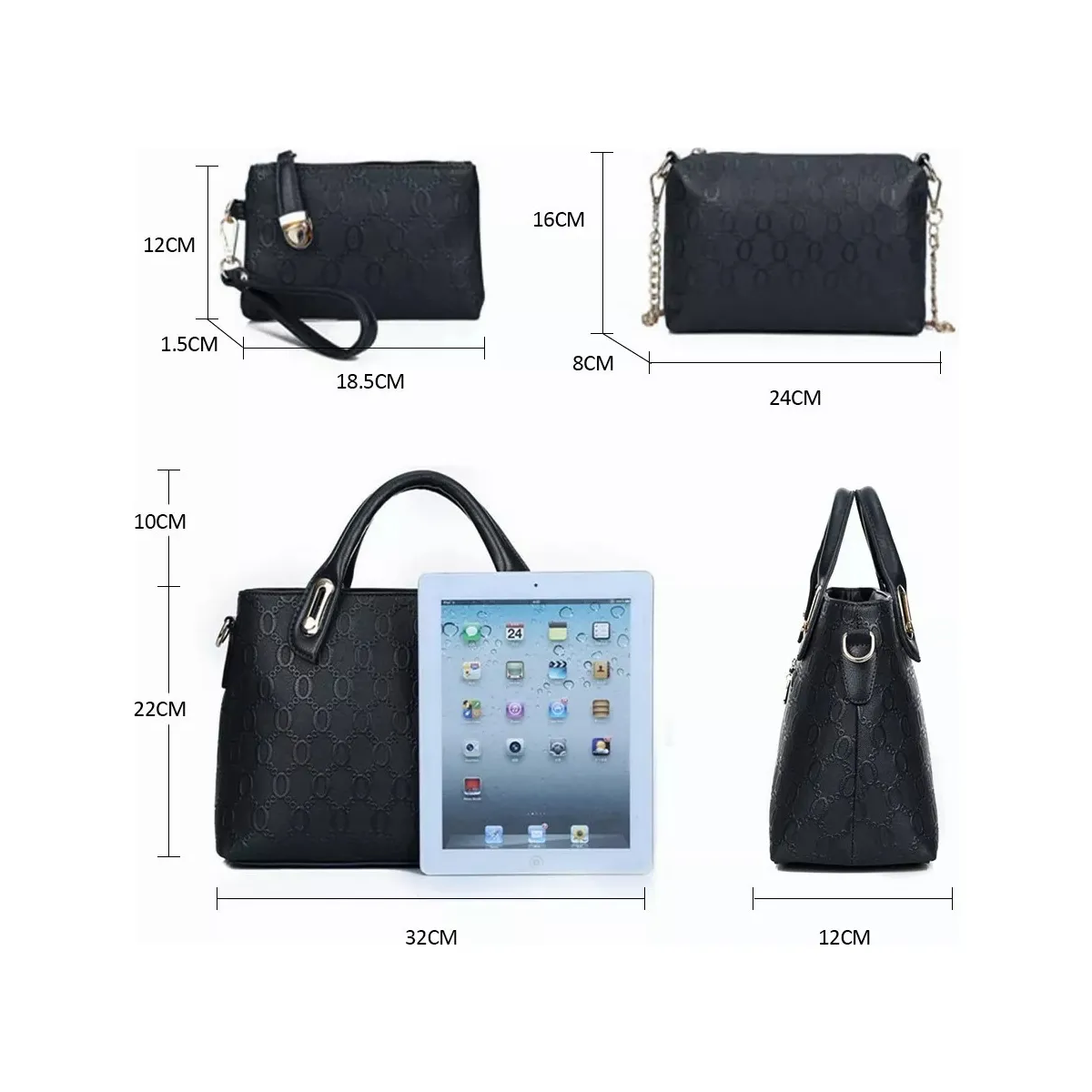 Foto 3 pulgar | Set 4 Bolsas Crossbody Correa Eo Safe Imports Esi-19865 Negro