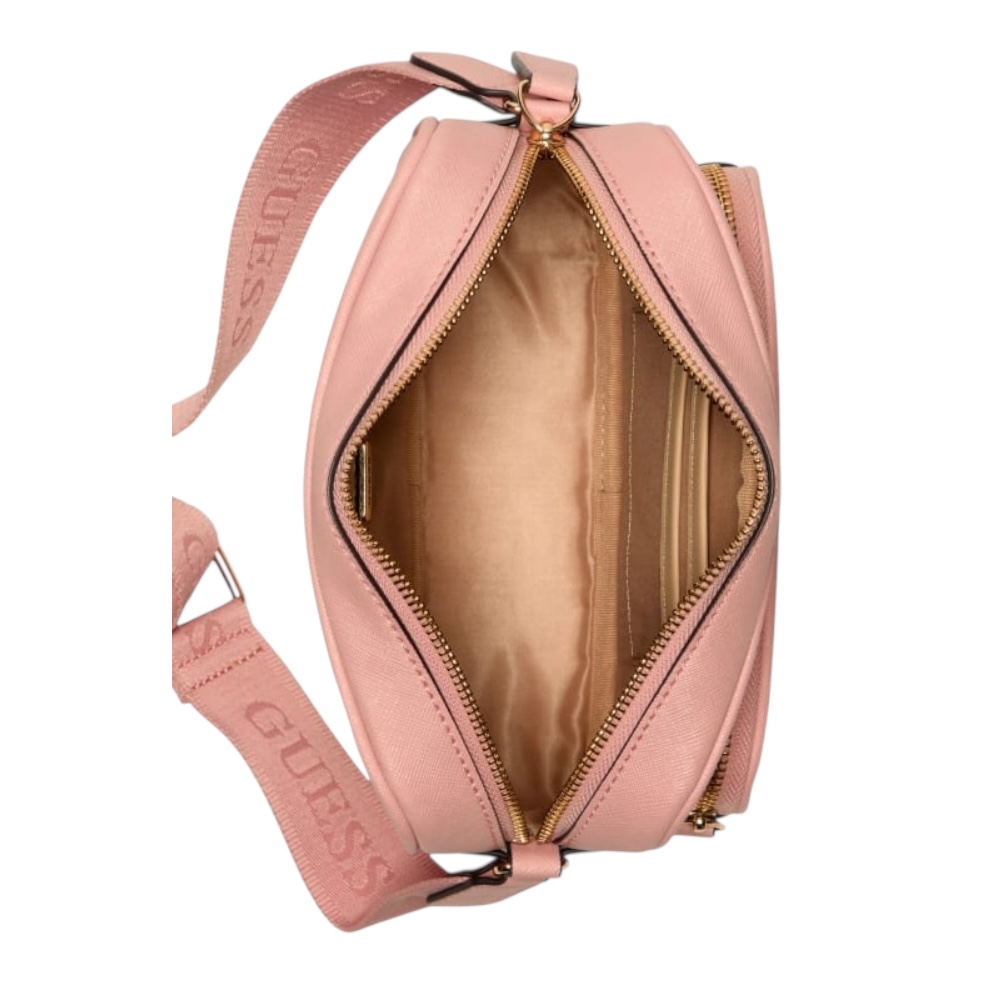 Foto 3 pulgar | Bolsa Crossbody Guess Zinnia Top Zip Color Rosa De Piel Sintética Saffiano