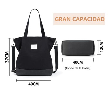 Foto 2 | Bolso De Mano Lab.g Lona Cercanías Alta Capacidad Para Mujer Negro