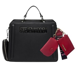 Foto 1 | Set De Bolsa Steve Madden Bevelyn Black + Monedero Y Tarjetero Red