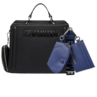 Foto 1 | Set De Bolsa Steve Madden Bevelyn Black + Monedero Y Tarjetero Blue