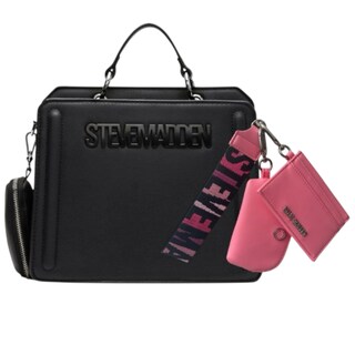 Foto 1 | Set De Bolsa Steve Madden Bevelyn Black + Monedero Y Tarjetero Pink