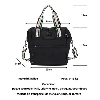 Foto 2 | Bolso Lab.g Mujer Hombro Compras Negro