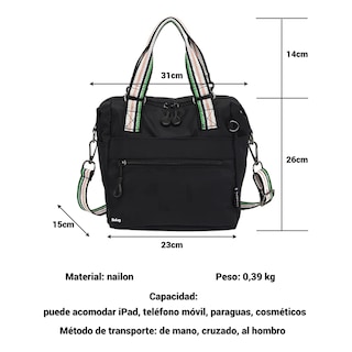 Foto 2 | Bolso Belug Mujer Hombro Compras Negro