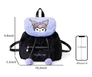 Foto 5 | Mochila Belug Felpa Kuromi Negro Morado