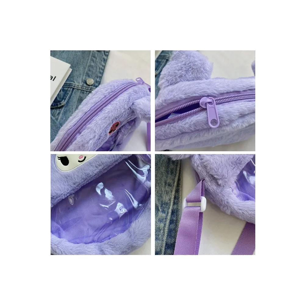 Foto 6 pulgar | Bolso Belug Cruzado Transparente Kuromi Morado
