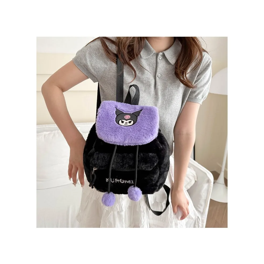 Foto 5 pulgar | Mochila  Lab.g Felpa Kuromi Negro Morado