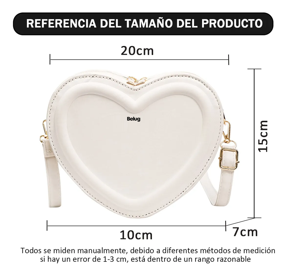 Foto 3 pulgar | Bolso Bandolera Forma Corazón Belug  Blanco