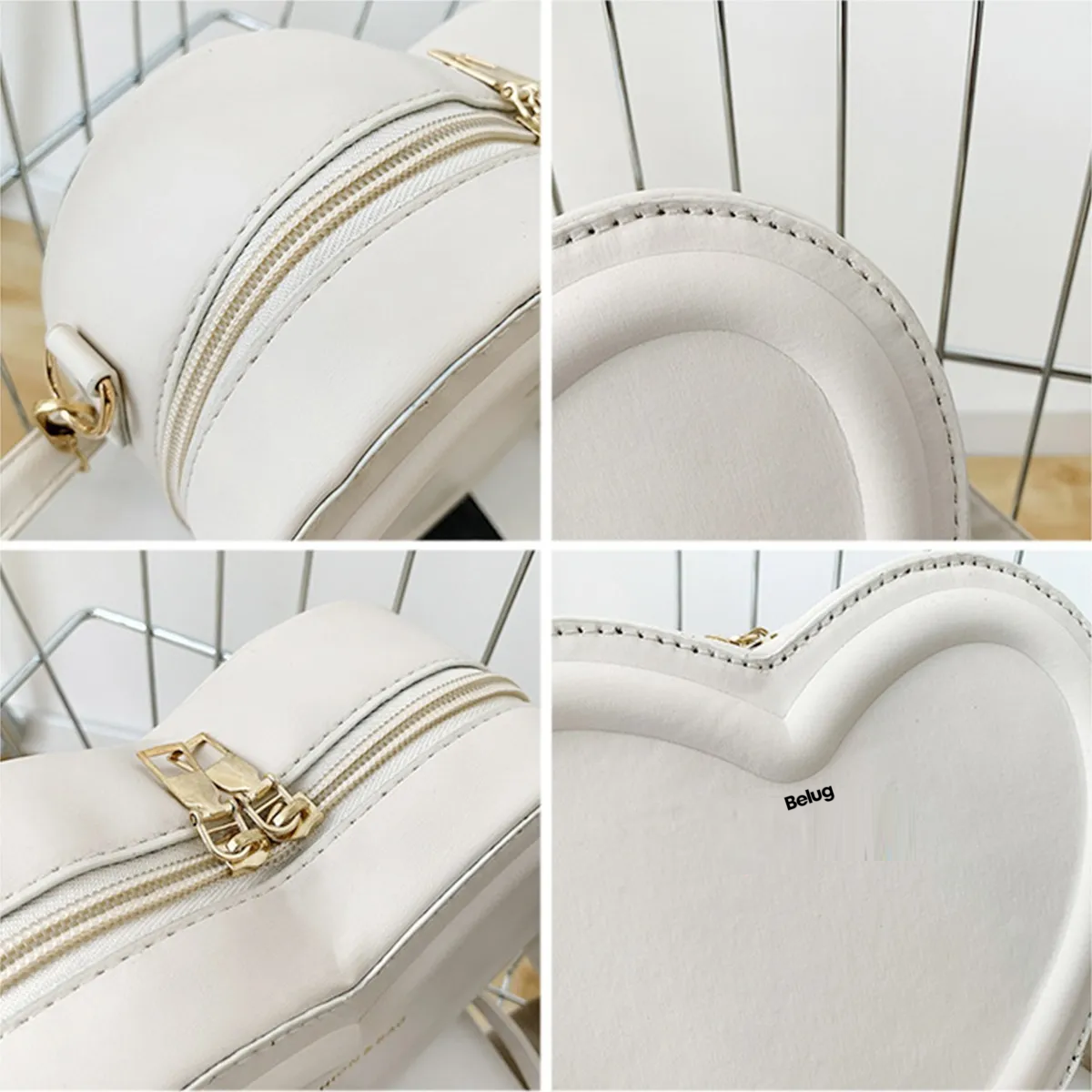 Foto 4 pulgar | Bolso Bandolera Forma Corazón Belug  Blanco