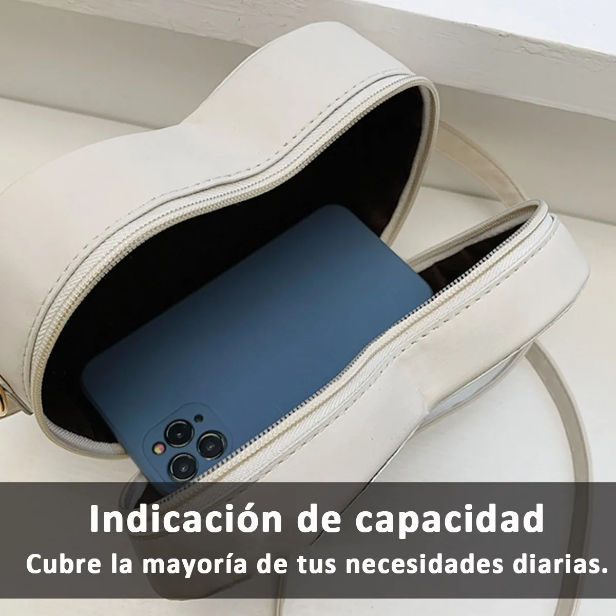 Foto 6 pulgar | Bolso Bandolera Forma Corazón Belug  Blanco