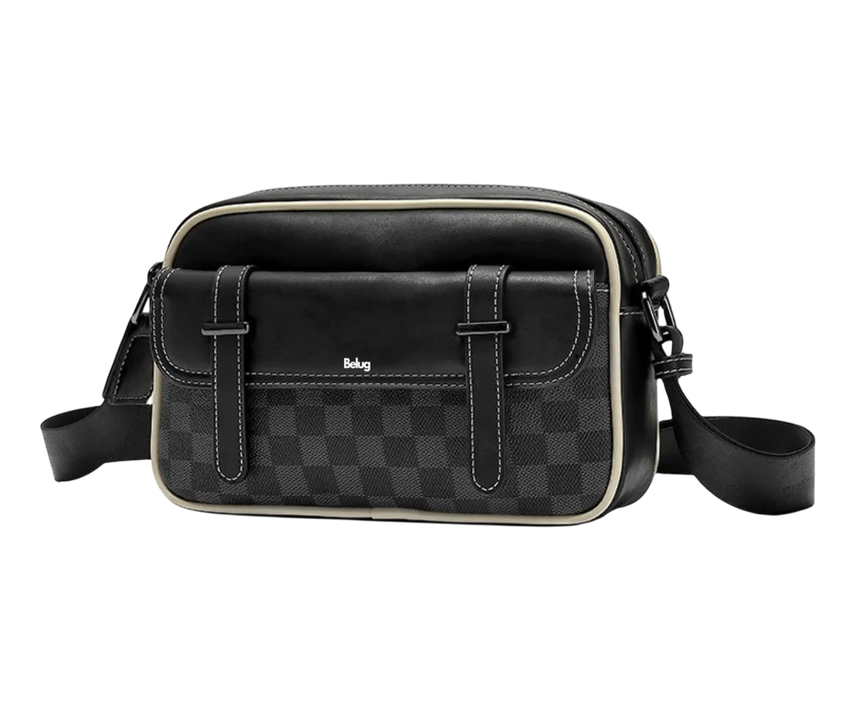 Foto 1 | Bolso Belug  De Hombro A Cuadros Negro Caudros Linea Beige