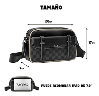 Foto 3 | Bolso Lab.g De Hombro A Cuadros Negro Caudros Linea Beige