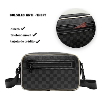 Foto 4 | Bolso Lab.g De Hombro A Cuadros Negro Caudros Linea Beige