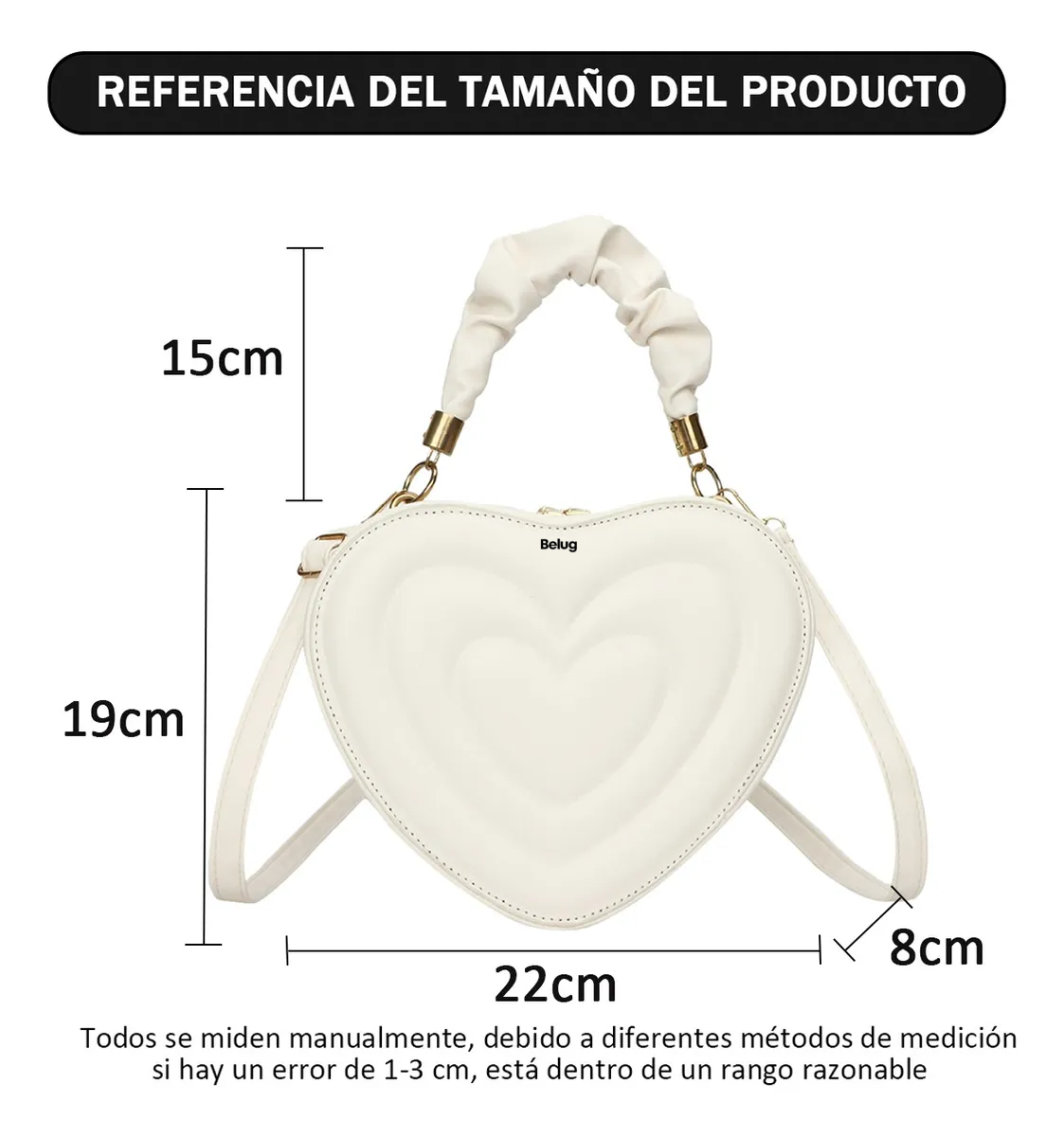 Foto 3 pulgar | Bolso Forma De Corazón Belug  Blanco