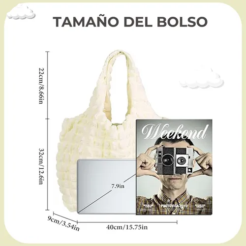 Foto 3 | Bolso Hombro Xtellar Bolsa Tote Mano Mujer Acolchada Cloud Burbujas
