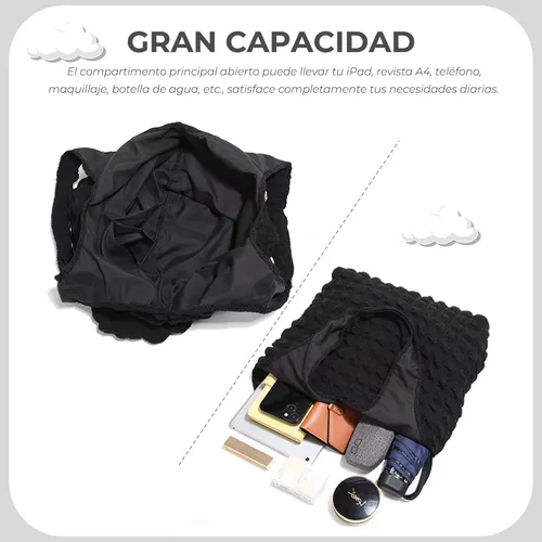 Foto 4 pulgar | Bolso Hombro Xtellar Bolsa Tote Mano Mujer Acolchada Cloud Burbujas