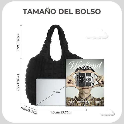 Foto 5 pulgar | Bolso Hombro Xtellar Bolsa Tote Mano Mujer Acolchada Cloud Burbujas