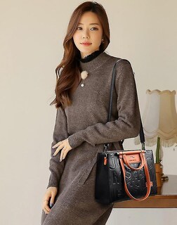 Foto 4 | Bolso De Mano Huoguo De Gran Capacidad De Piel Retro Para Mujer Color Marrón - Venta Internacional.
