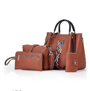 Foto 3 | Bolsos Huoguo Bolsos De Mujer De 4 Piezas De Piel Sintética Negra - Venta Internacional.