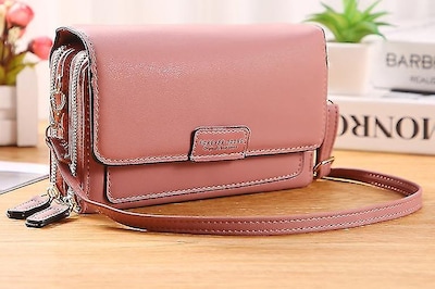 Foto 3 | Bolso De Mano Huoguo De Piel De 18 Cm Para Mujer Con Hombro Color Rosa - Venta Internacional.
