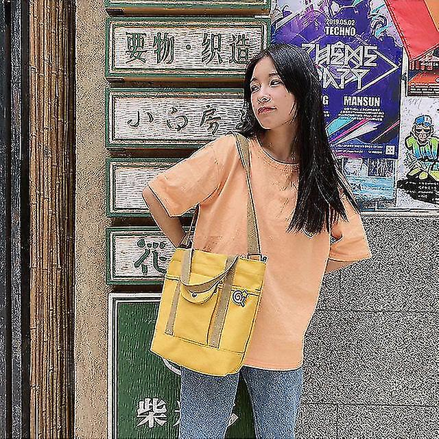Foto 3 pulgar | Mochila De Lona De Gran Capacidad Para Mujer  Color Amarillo - Venta Internacional.