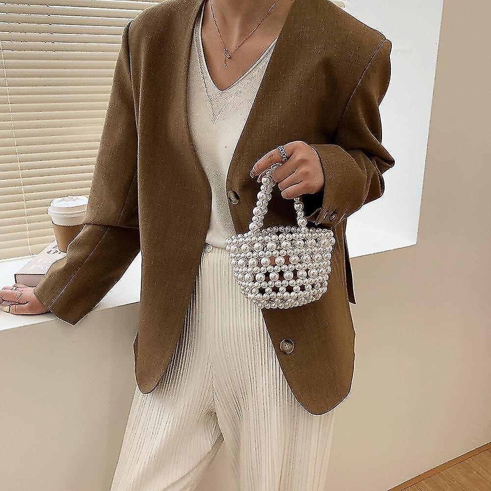 Foto 4 pulgar | Bolso Huoguo Minivestido Con Cuentas En Forma De Cubo Y Perlas Ahuecadas - Venta Internacional.