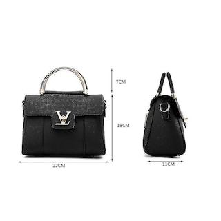 Foto 2 | Bolso De Mano Huoguo Bolso De Mano De Piel De Lujo Para Mujer Negro - Venta Internacional.