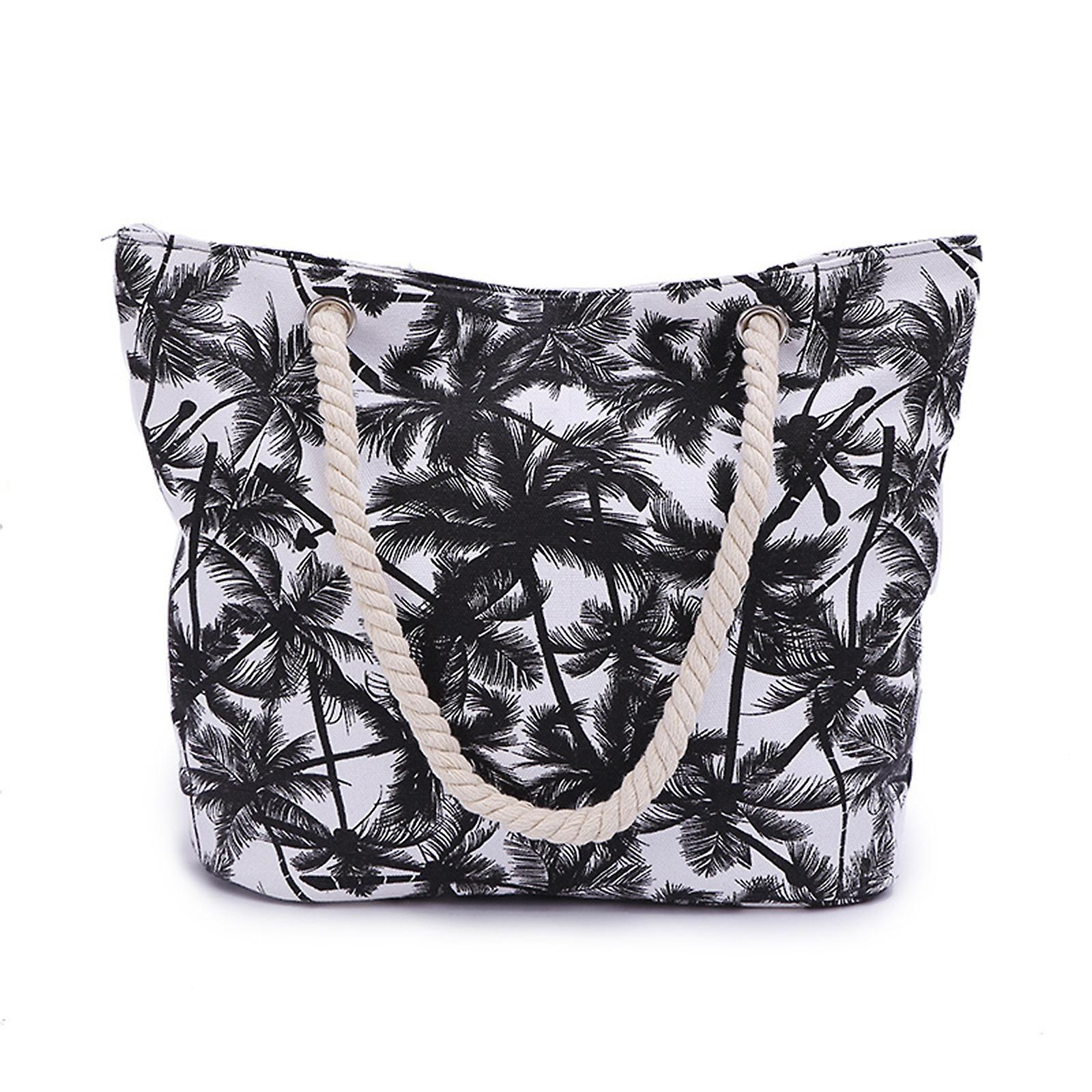 Foto 2 pulgar | Bolso De Playa Huoguo Con Estampado De Cocotero Negro Para Verano - Venta Internacional.