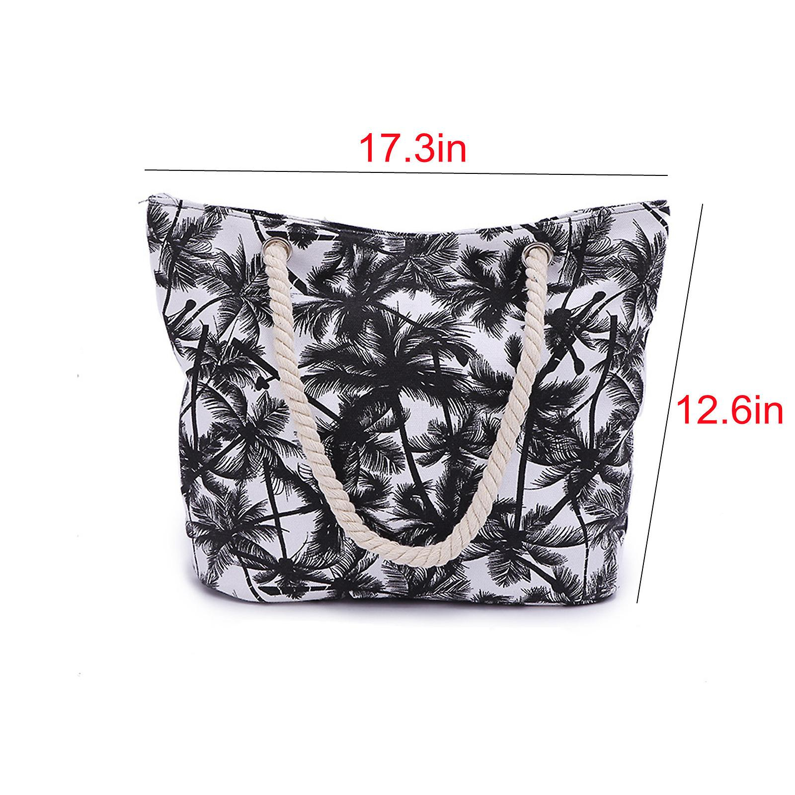 Foto 4 pulgar | Bolso De Playa Huoguo Con Estampado De Cocotero Negro Para Verano - Venta Internacional.