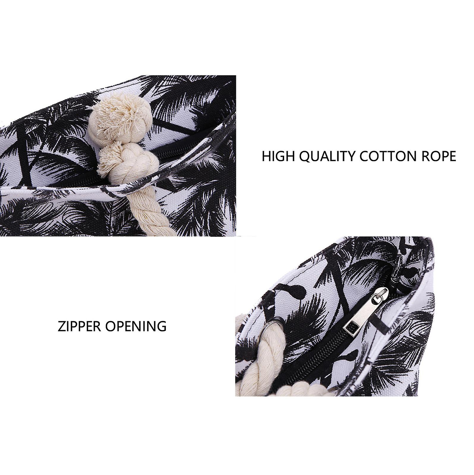 Foto 4 | Bolso De Playa Huoguo Con Estampado De Cocotero Negro Para Verano - Venta Internacional.