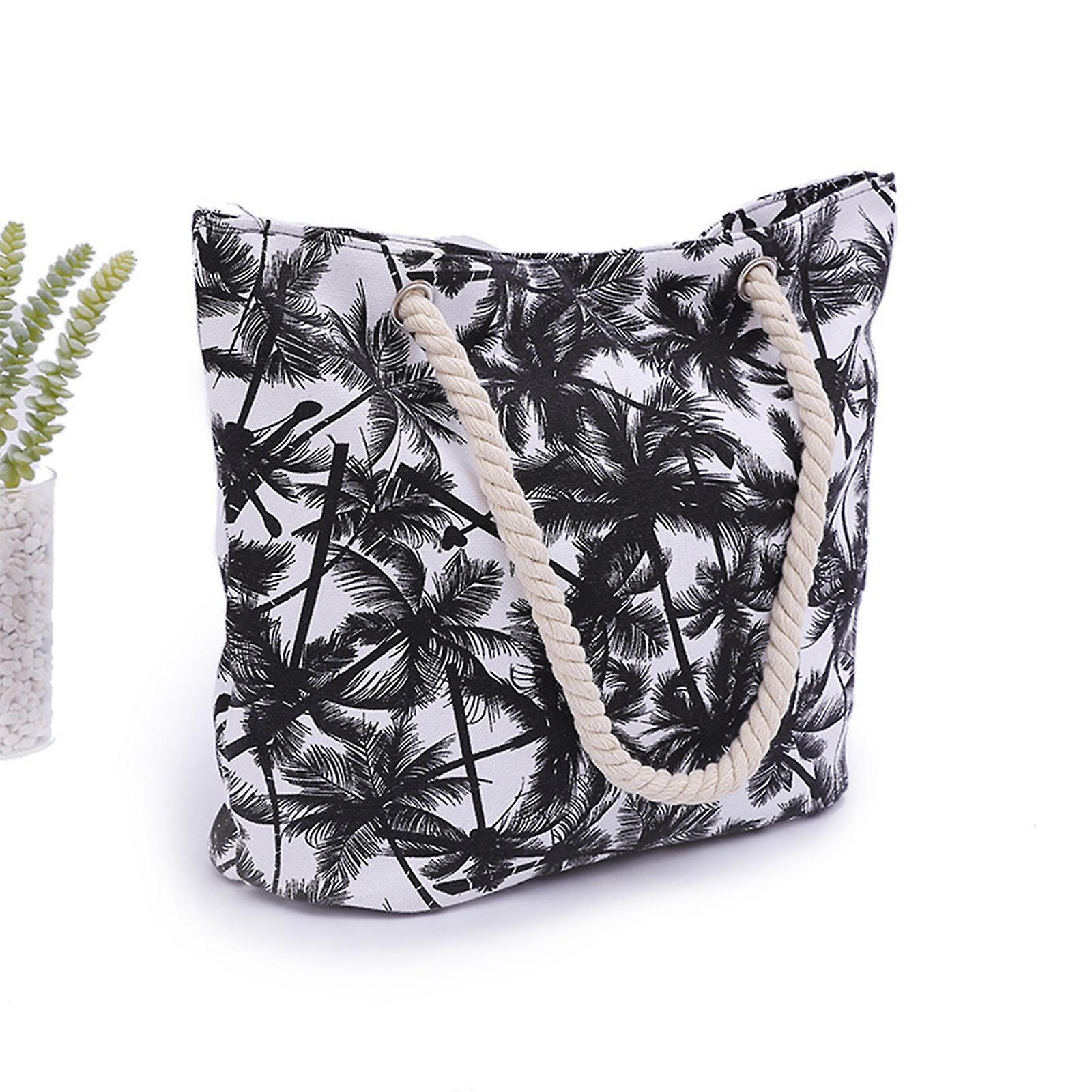 Foto 5 | Bolso De Playa Huoguo Con Estampado De Cocotero Negro Para Verano - Venta Internacional.