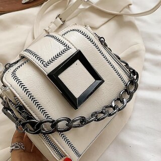 Foto 1 | Bolso De Mano Huoguo Retro Chains Hasp Bucket De Piel Sintética Blanco - Venta Internacional.