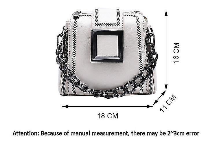 Foto 3 pulgar | Bolso De Mano Huoguo Retro Chains Hasp Bucket De Piel Sintética Blanco - Venta Internacional.