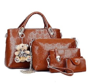 Foto 4 | Bolsos Huoguo Para Mujer 4 Piezas Negros Sección Transversal Cuadrada - Venta Internacional.
