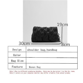Foto 2 | Bolso De Mano Huoguo De Piel Sintética De Color Liso Con Cadena De Metal Negro - Venta Internacional.