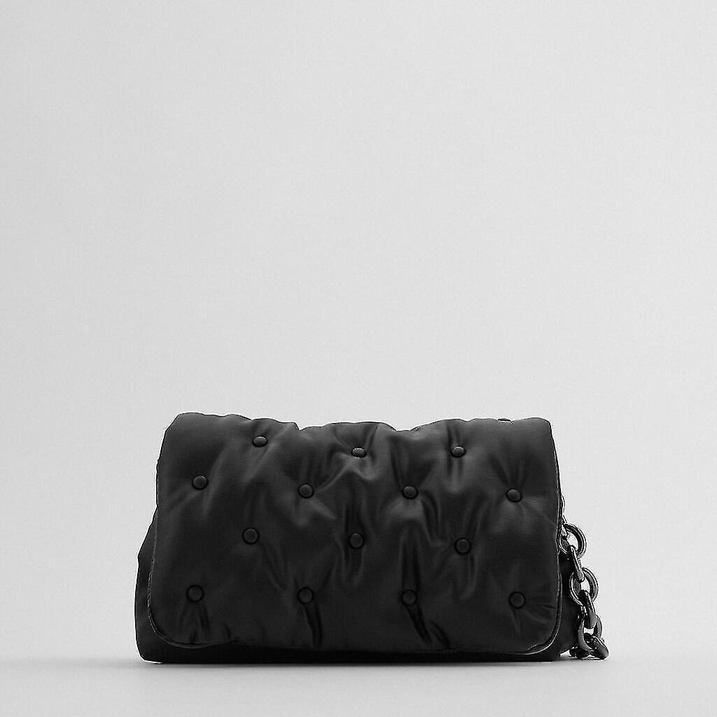 Foto 5 | Bolso De Mano Huoguo De Piel Sintética De Color Liso Con Cadena De Metal Negro - Venta Internacional.