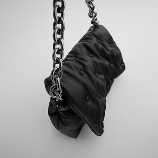 Foto 7 | Bolso De Mano Huoguo De Piel Sintética De Color Liso Con Cadena De Metal Negro - Venta Internacional.