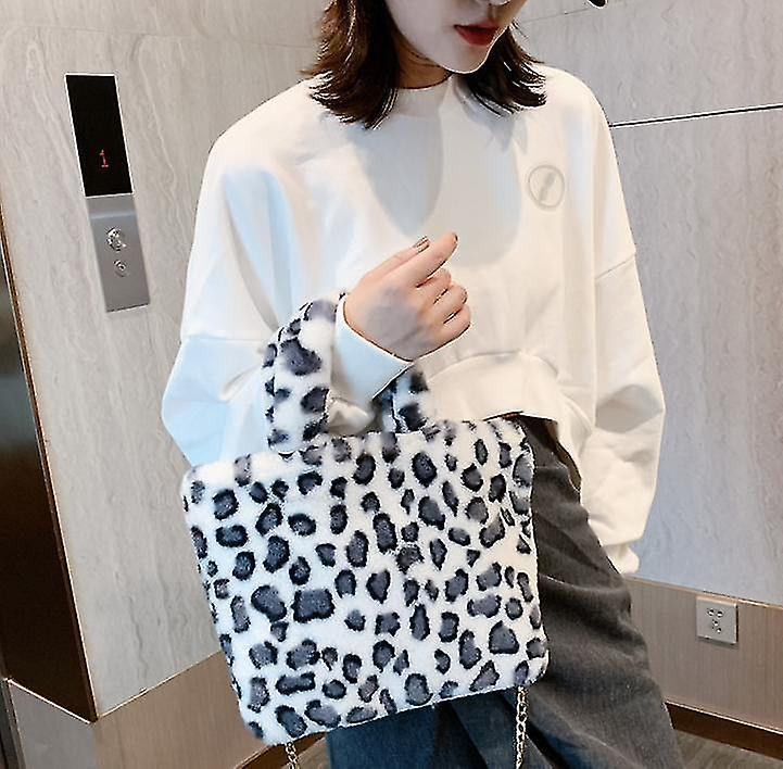 Foto 4 pulgar | Bolso Huoguo Bolso De Hombro Con Cadena De Piel Cálida De Felpa Para Invierno  Blanco - Venta Internacional.