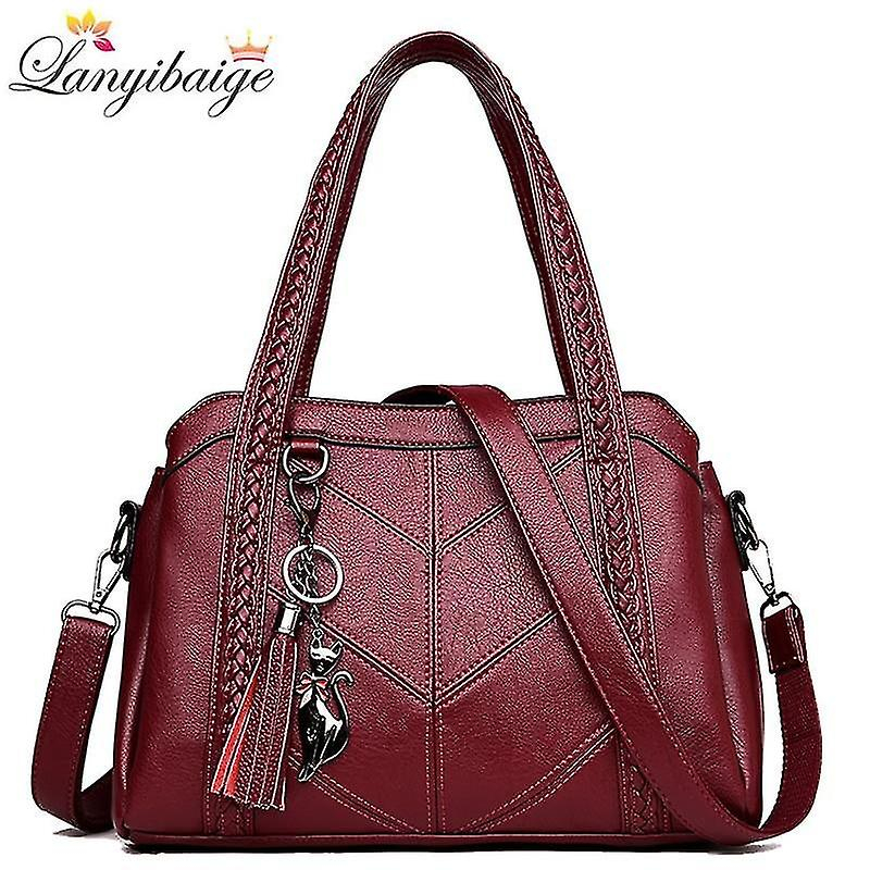 Foto 2 pulgar | Bolso De Mano Huoguo  Bolso De Cuero De Lujo  Bandolera Rojo Para Mujer - Venta Internacional.