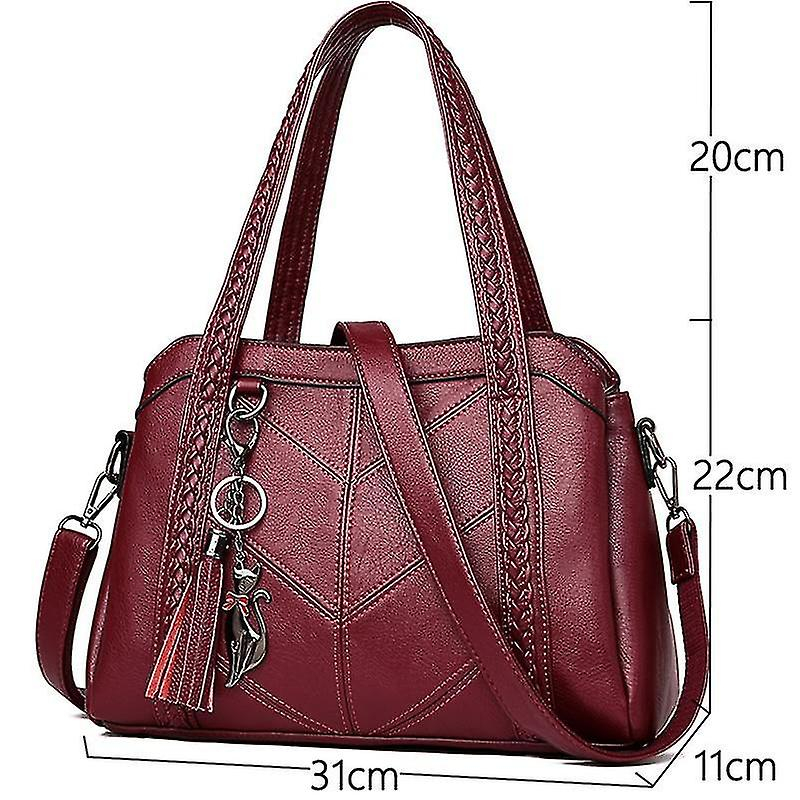 Foto 3 pulgar | Bolso De Mano Huoguo  Bolso De Cuero De Lujo  Bandolera Rojo Para Mujer - Venta Internacional.