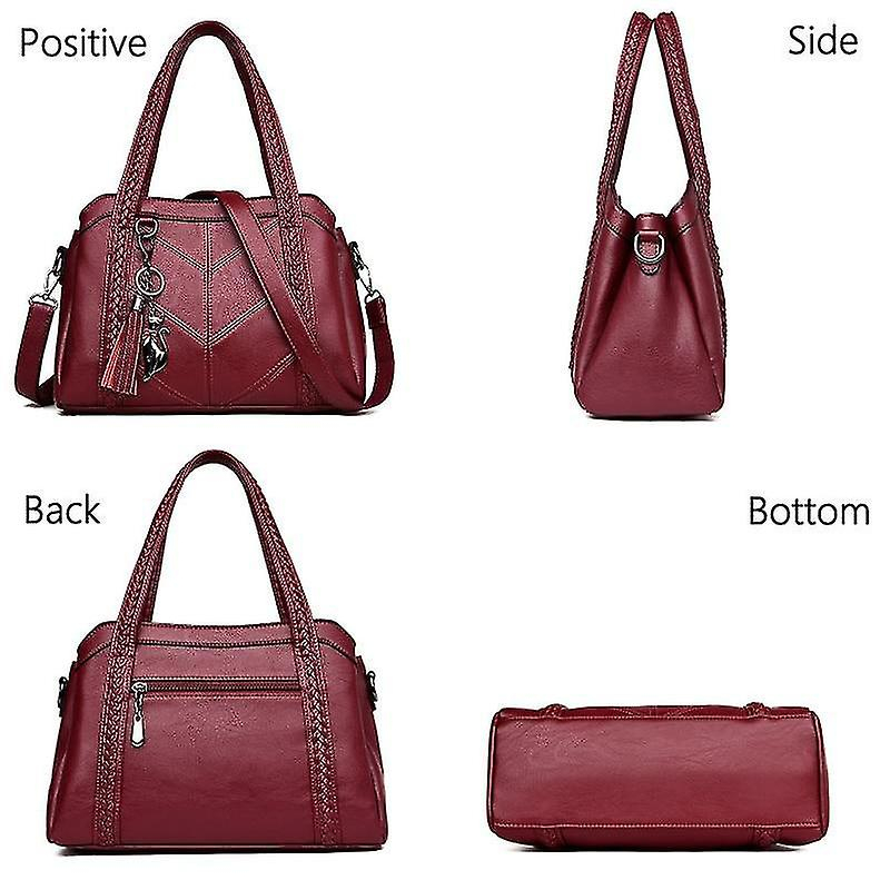 Foto 4 pulgar | Bolso De Mano Huoguo  Bolso De Cuero De Lujo  Bandolera Rojo Para Mujer - Venta Internacional.