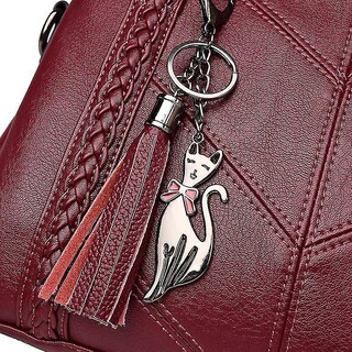 Foto 5 | Bolso De Mano Huoguo Bolso De Cuero De Lujo Bandolera Rojo Para Mujer - Venta Internacional.