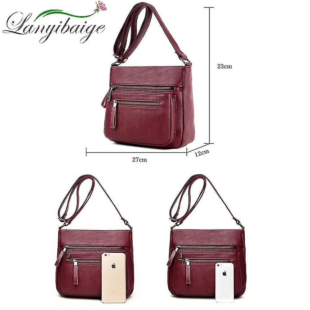 Foto 4 pulgar | Bolso Huoguo 23 Cm  Moda Femenina  Cuero De Lujo  Rojo - Venta Internacional.