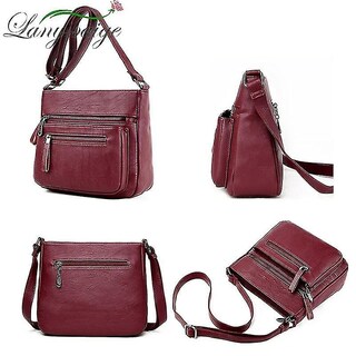 Foto 4 | Bolso Huoguo 23 Cm Moda Femenina Cuero De Lujo Rojo - Venta Internacional.