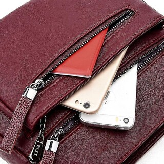 Foto 5 | Bolso Huoguo 23 Cm Moda Femenina Cuero De Lujo Rojo - Venta Internacional.